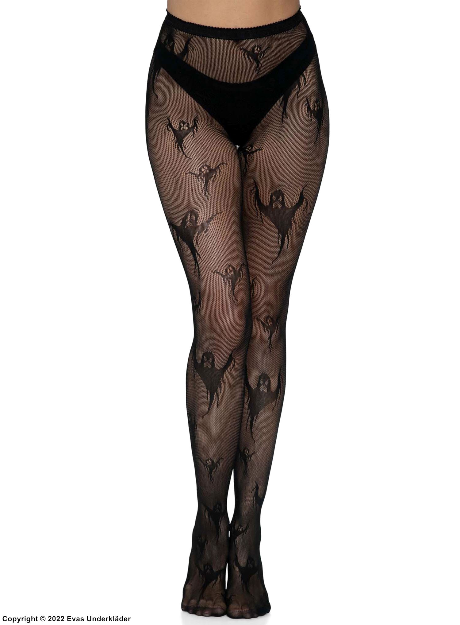 Halloween theme, pantyhose, small fishnet, ghosts